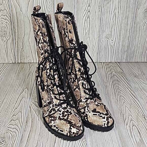 DV Dolce Vita Ayleen Snakeskin Print Mid Calf Combat Boots Womens Size 5 NEW - Picture 9 of 16